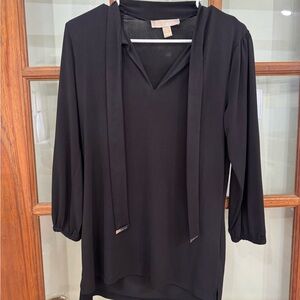 Michael Kors Black Blouse with Tie Detail